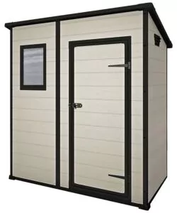 CASETTA DA GIARDINO KETER "MANOR PENT 6x4" IN RESINA COLORE BEIGE CON PORTA BATTENTE SINGOLA 183,5X111X200,5 CM