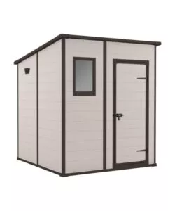 CASETTA DA GIARDINO KETER "MANOR PENT 6x6" IN RESINA COLORE BEIGE CON PORTA BATTENTE SINGOLA 183,5X185X200 CM