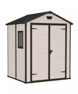 CASETTA DA GIARDINO KETER "MANOR 6x5" IN RESINA COLORE BEIGE CON PORTA BATTENTE DOPPIA 185X152X226 CM