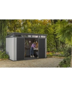 CASETTA DA GIARDINO KETER "ARTISAN 11x7" IN DUOTECH COLORE GRIGIO CON PORTA BATTENTE DOPPIA 342X218X226 CM
