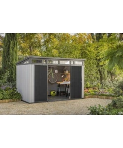 CASETTA DA GIARDINO KETER "ARTISAN 11x7" IN DUOTECH COLORE GRIGIO CON PORTA BATTENTE DOPPIA 342X218X226 CM