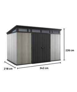 CASETTA DA GIARDINO KETER "ARTISAN 11x7" IN DUOTECH COLORE GRIGIO CON PORTA BATTENTE DOPPIA 342X218X226 CM