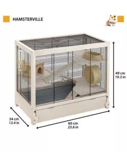 GABBIA PER RODITORI "HAMSTERVILLE" NERA, 60X34X49 CM - FERPLAST