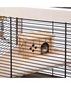 GABBIA PER RODITORI "HAMSTERVILLE" NERA, 60X34X49 CM - FERPLAST