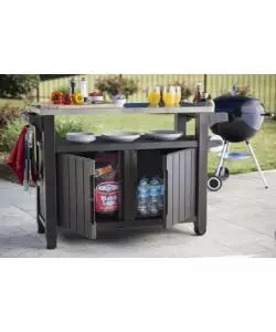 TAVOLINO KETER "UTILITY XL" PER BBQ IN RESINA - 134x51.7x89.6 CM GRAFITE