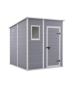 CASETTA DA GIARDINO KETER "MANOR PENT 6x6" IN RESINA COLORE GRIGIO CON PORTA BATTENTE SINGOLA 183,5X185X200 CM