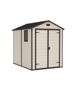CASETTA DA GIARDINO KETER "MANOR 6x8" IN RESINA COLORE BEIGE CON PORTA BATTENTE DOPPIA 185,8X236,8X227 CM