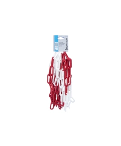 CATENA SEGNALETICA PRETAGLIATA Ø 6 MM. IN PLASTICA BIANCO/ROSSO 5 MT.