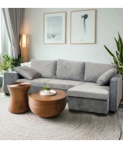 DIVANO ANGOLARE "JESSY" CON CONTENITORE POUF E PENISOLA DESTRA 247X155X94 CM