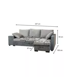 DIVANO ANGOLARE "JESSY" CON CONTENITORE POUF E PENISOLA DESTRA 247X155X94 CM