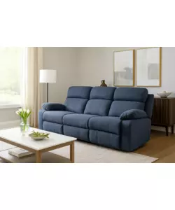 DIVANO 3 POSTI BELLAHOME "ANNIKA" CON RECLINER MANUALE IN TESSUTO BLU, 198x93x101 CM