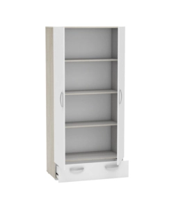 ARMADIO GUARDAROBA CON DUE ANTE "NANO" CON RIPIANI QUERCIA E BIANCO, 81,2X37,6X167 CM