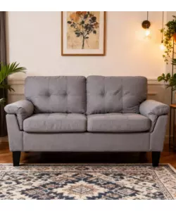 DIVANO "DENVER" 2 POSTI TESSUTO GRIGIO 145X95X78 CM