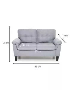 DIVANO "DENVER" 2 POSTI TESSUTO GRIGIO, 145X95X78 CM
