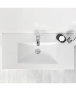 MOBILE BAGNO SOSPESO "FABULA" CON 2 CASSETTI BIANCO LACCATO, 90X47X57 CM
