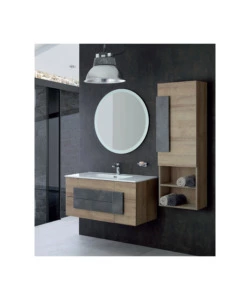 MOBILE BAGNO SOSPESO "URBAN" CON SPECCHIO E CASSETTI, 100X47X49 CM