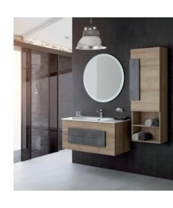 MOBILE BAGNO SOSPESO "URBAN" CON SPECCHIO E CASSETTI, 100X47X49 CM