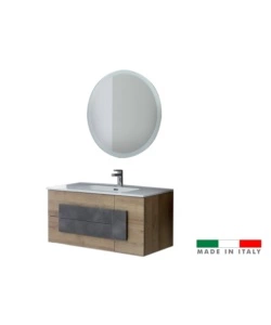 MOBILE BAGNO SOSPESO "URBAN" CON SPECCHIO E CASSETTI, 100X47X49 CM
