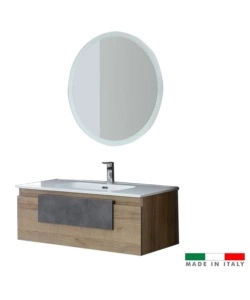 MOBILE BAGNO SOSPESO "URBAN" CON SPECCHIO E CASSETTI, 100X47X38 CM
