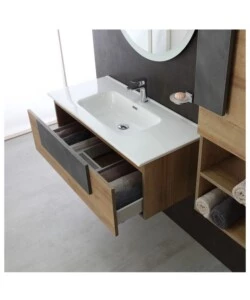MOBILE BAGNO SOSPESO "URBAN" CON SPECCHIO E CASSETTI, 100X47X38 CM