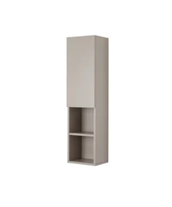 COLONNA PENSILE SOSPESA "PASTELLO" CON ANTA E RIPIANI COLORE TORTORA, 30X25X115 CM