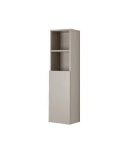 COLONNA PENSILE SOSPESA "PASTELLO" CON ANTA E RIPIANI COLORE TORTORA, 30X25X115 CM