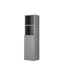 COLONNA PENSILE SOSPESA "PASTELLO" CON ANTA E RIPIANI COLORE GRIGIO, 30X25X115 CM