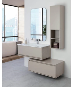 MOBILE BAGNO SOSPESO "PASTELLO" TORTORA CON CASSETTI, 90X47X35 CM