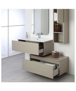 MOBILE BAGNO SOSPESO "PASTELLO" TORTORA CON CASSETTI, 90X47X35 CM
