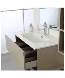 MOBILE BAGNO SOSPESO "PASTELLO" TORTORA CON CASSETTI, 90X47X35 CM