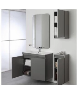 MOBILE BAGNO SOSPESO "PASTELLO" GRIGIO CON 2 ANTE, 80X37X69 CM