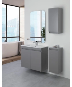 MOBILE BAGNO SOSPESO "PASTELLO" GRIGIO CON 2 ANTE, 80X37X69 CM