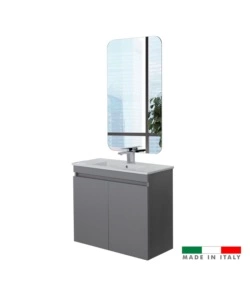 MOBILE BAGNO SOSPESO "PASTELLO" GRIGIO CON 2 ANTE, 80X37X69 CM