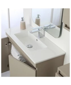 MOBILE BAGNO SOSPESO "PASTELLO" TORTORA CON 2 ANTE, 80X37X69 CM