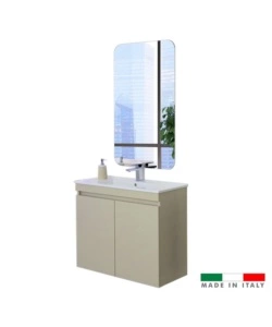 MOBILE BAGNO SOSPESO "PASTELLO" TORTORA CON 2 ANTE, 80X37X69 CM