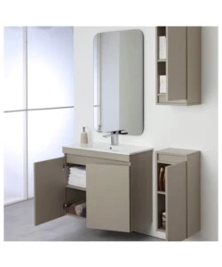 MOBILE BAGNO SOSPESO "PASTELLO" TORTORA CON 2 ANTE, 80X37X69 CM