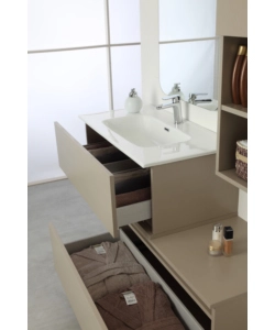 MOBILE BAGNO SOSPESO "PASTELLO" TORTORA CON 2 ANTE, 80X37X69 CM