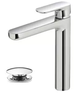 MISCELATORE MONOCOMANDO LAVABO ALTO SERIE KREO CON SCARICO CLIC CLAC.