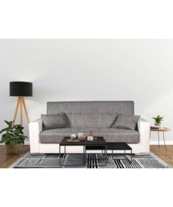 DIVANO LETTO "PADOVA" 3 POSTI BIANCO GRIGIO, 230X93X97 CM
