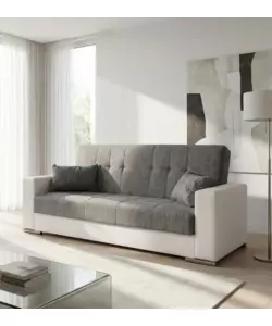 DIVANO LETTO "PADOVA" 3 POSTI BIANCO GRIGIO, 230X93X97 CM