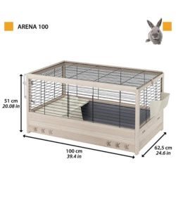 GABBIA PER CONIGLI "ARENA 100" IN LEGNO, 100X62,5X51 CM - FERPLAST