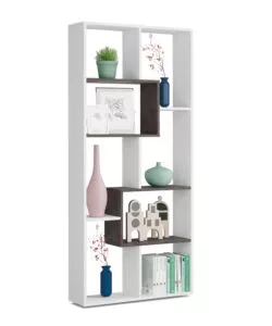 LIBRERIA MULTIPOSIZIONE CON 8 SCOMPARTI COLORE BIANCO E OSSIDO