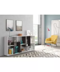 LIBRERIA MULTIPOSIZIONE CON 8 SCOMPARTI COLORE BIANCO E OSSIDO