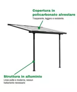 PERGOLA ADDOSSATA DA ESTERNO EUROGARDEN "MEMPHIS" IN ALLUMINIO 303X295X305 CM