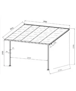 PERGOLA ADDOSSATA DA ESTERNO EUROGARDEN "MEMPHIS" IN ALLUMINIO 303X295X305 CM
