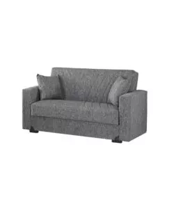 DIVANO LETTO "MALI" 2 POSTI CON CASSETTONE IN TESSUTO GRIGIO, 152x74x83 CM