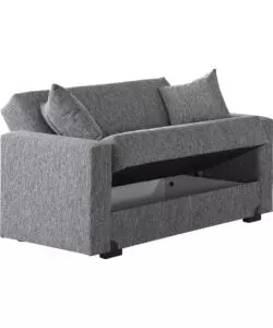 DIVANO LETTO "MALI" 2 POSTI CON CASSETTONE IN TESSUTO GRIGIO, 152x74x83 CM