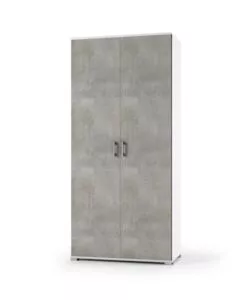 ARMADIO 2 ANTE BIANCO E CEMENTO 90X45X195 CM