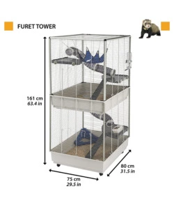GABBIA PER FURETTI SU DUE PIANI "TOWER", 75X80X161 CM - FERPLAST