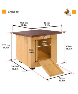 CUCCIA PER CANI DA ESTERNO "BAITA 40" IN LEGNO, 39X50X43 CM - FERPLAST